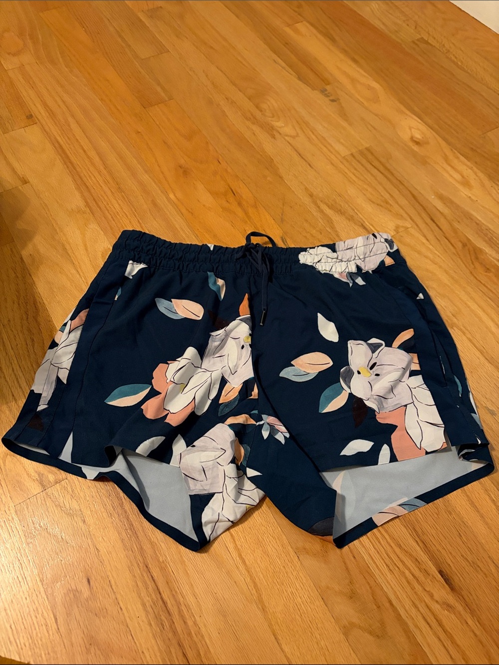 Athleta Navy Floral Athletic Shorts, 10